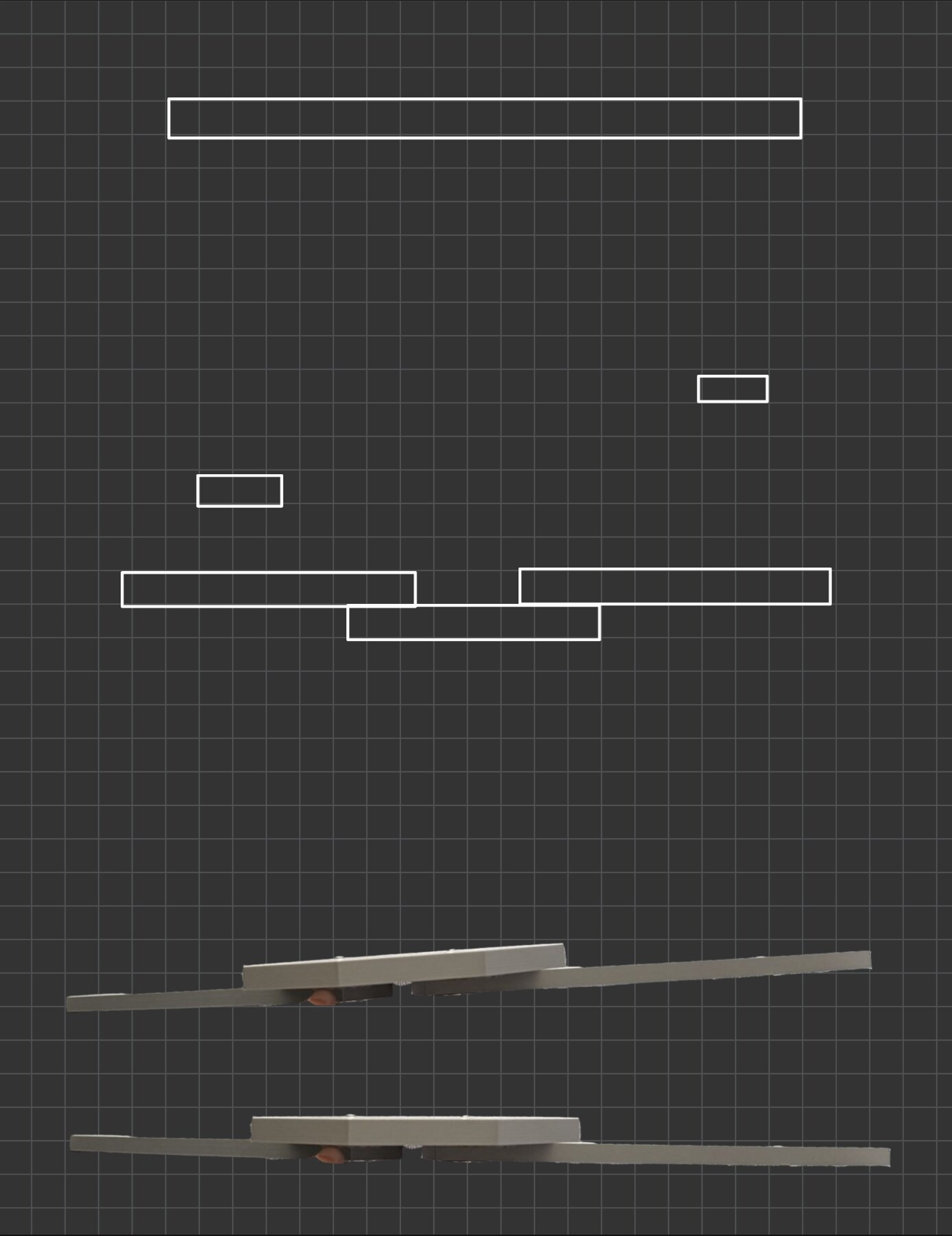 Bracket layout sketch with rendered mounting bracket photos