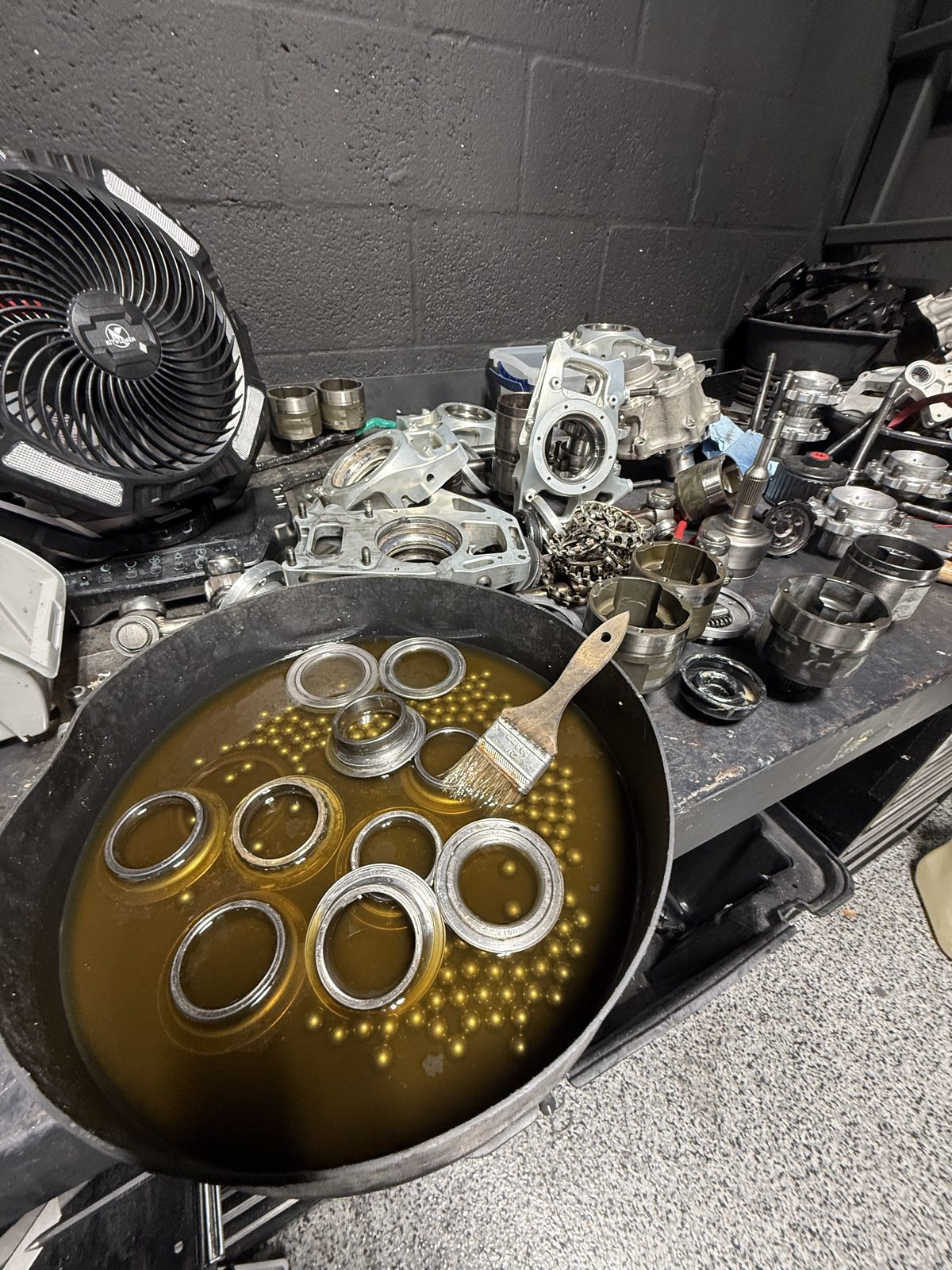 Taking apart wheel bearings and cleaning them