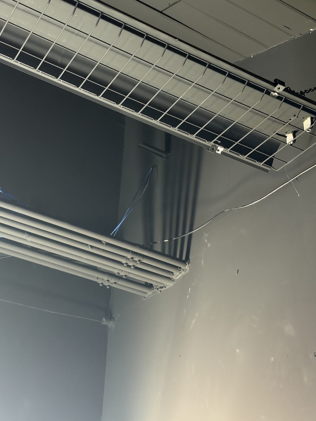 Network cable run along the ceiling